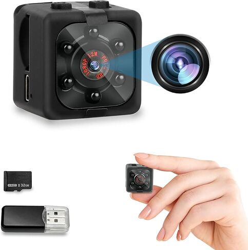 Mini Spy Camera, 1080P HD Hidden Camera with Night Vision and Motion Detection, Small Nanny Cam Video Recording, Home Security Camera, Portable Camera for Indoor, Outdoor, No WiFi Needed in Kuwait