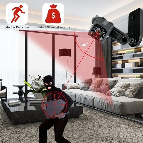 Mini Spy Camera, 1080P HD Hidden Camera with Night Vision and Motion Detection, Small Nanny Cam Video Recording, Home Security Camera, Portable Camera for Indoor, Outdoor, No WiFi Needed in Kuwait