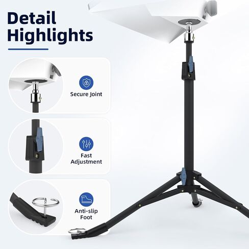 XTAR X6 Foldable Stand for Starlink Mini, Sturdy Desktop Base with 1/4" Tripod Mount, Includes MT21 Tripod & Anchoring Spikes/Boots, All-in-One Positioning System for Outdoor Camping/RV in Kuwait