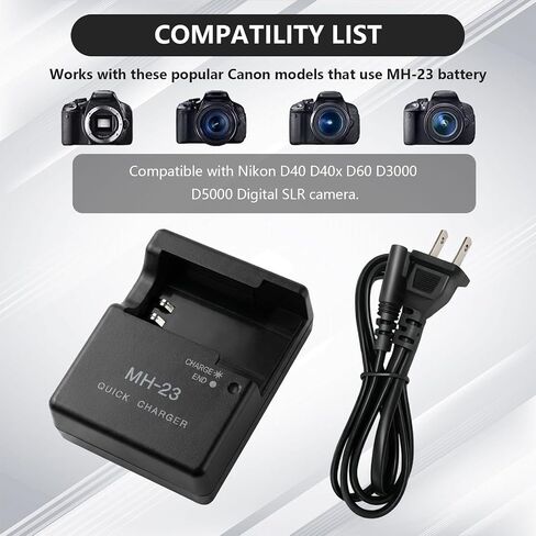 MH-23 EN-EL9 EN-EL9a Quick Battery Charger Compatible with Nikon D40 D40X D60 D3000 D5000 Digital SLR Cameras in Kuwait