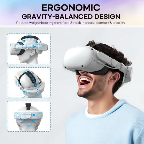 Head Strap Compatible with Oculus Quest 2,Meta Quest 2 Accessories Adjustable Elite Strap Replacement for Enhanced Comfort Support and Gaming Immersion in VR (6,000mAh Battery) in Kuwait