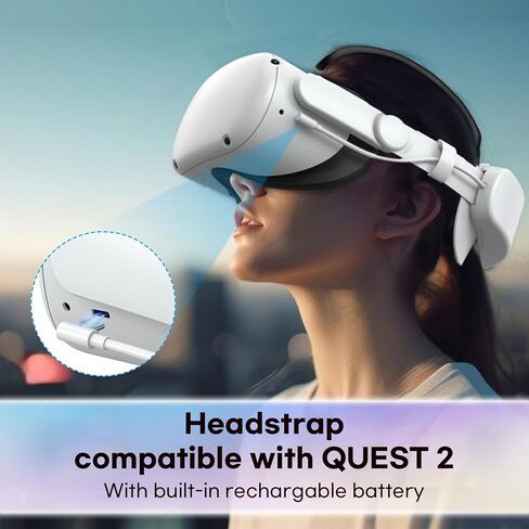 Head Strap Compatible with Oculus Quest 2,Meta Quest 2 Accessories Adjustable Elite Strap Replacement for Enhanced Comfort Support and Gaming Immersion in VR (6,000mAh Battery) in Kuwait