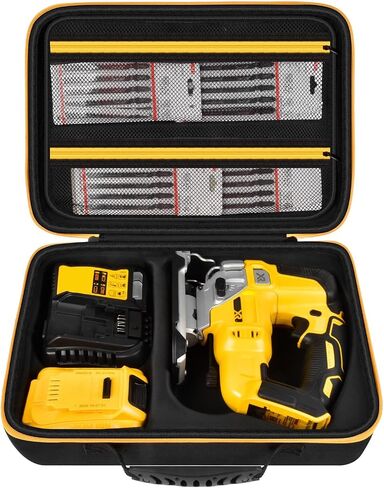 ANKHOH EVA Hard Case for DEWALT DCS334B/DCS335B Jig Saw, Black | Custom-fit EVA jigsaw Case with Blade, Battery and Charger Storage, Handle and Shoulder Strap, Box Only in Kuwait