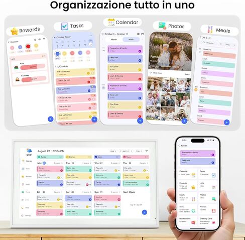 Digital Calendar, Gift for Mother, Person & Family Schedule Planning Interactive Touchscreen, Smart Daily Weekly Monthly Planner Shared Album Frame for Study Office Family, Desk Mountable (15.6in) in Kuwait