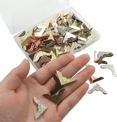 Murtenze Metal Book Corner Protectors, 100 Pcs, 4 Colors | Photo Corners Protectors Decorative, Vintage Edge Guard Accessories, For Scrapbook/Journal in Kuwait