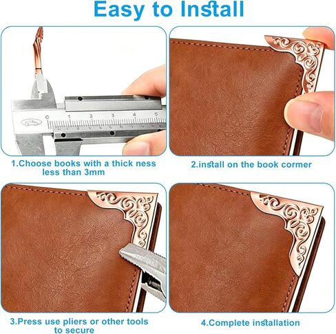 Murtenze Metal Book Corner Protectors, 100 Pcs, 4 Colors | Photo Corners Protectors Decorative, Vintage Edge Guard Accessories, For Scrapbook/Journal in Kuwait