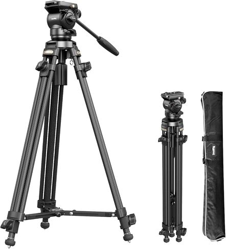 SmallRig AD-50 Max Heavy Duty Video Tripod, 68.5" Carbon Fiber Lightweight Tripod with FreeSpeed One-Step Height Adjustment, Fluid Head, Dual-Mode QR Plate, Load up to 17.6lb in Kuwait