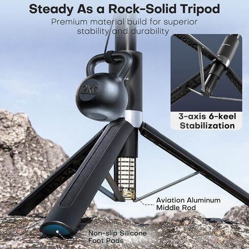 REYGEAK 59" Camera Extension Selfie Stick Tripod for GoPro/DJI/Insta360 | Extension tripod with 1/4 and Dual-Claws for GoPro, DJI Osmo Action 6/5 Pro/4/Pocket 4/3 and Insta360 X5/X4/X3 Luna Ultra in Kuwait