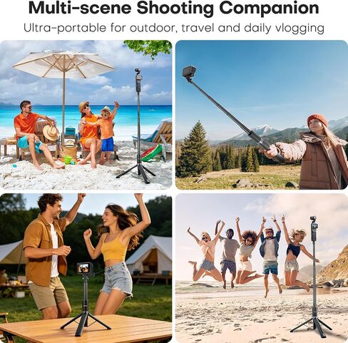 REYGEAK 59" Camera Extension Selfie Stick Tripod for GoPro/DJI/Insta360 | Extension tripod with 1/4 and Dual-Claws for GoPro, DJI Osmo Action 6/5 Pro/4/Pocket 4/3 and Insta360 X5/X4/X3 Luna Ultra in Kuwait