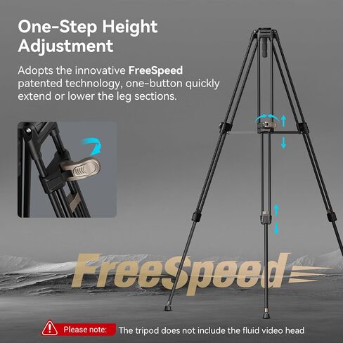 SMALLRIG AD-80 FreeBlazer Heavy-Duty Aluminum Alloy Tripod,71/inch Video Tripod with 75mm Bowl Adapter,One-Step Height Adjustment,Load up to 33lbs,Professional Tripod for DSLR,Camera,Camcorder-4164 in Kuwait