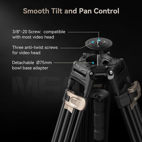 SMALLRIG AD-80 FreeBlazer Heavy-Duty Aluminum Alloy Tripod,71/inch Video Tripod with 75mm Bowl Adapter,One-Step Height Adjustment,Load up to 33lbs,Professional Tripod for DSLR,Camera,Camcorder-4164 in Kuwait