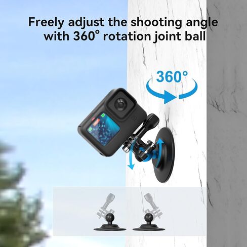 Adhesive Ball Joint Mount 360° Rotation for Action Camera, Compatible with GoPro Hero 13 12 11 Insta360 DJI Osmo Action, Adjustable Bracket for Motorcycle Helmet, Auto Windshield, Surfboard Mounting in Kuwait