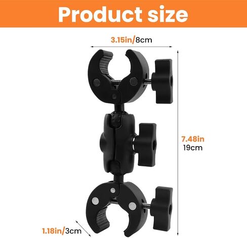Double Clamp Mount Umbrella Holder for Chair,Camera Pole Bracket,with 360° Magic Arm Double Ball Head Adapter for Umbrella,Pole,Motorcycle,Photo Studio Light Stand,Photo Boom Stand in Kuwait