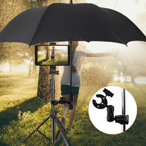Double Clamp Mount Umbrella Holder for Chair,Camera Pole Bracket,with 360° Magic Arm Double Ball Head Adapter for Umbrella,Pole,Motorcycle,Photo Studio Light Stand,Photo Boom Stand in Kuwait