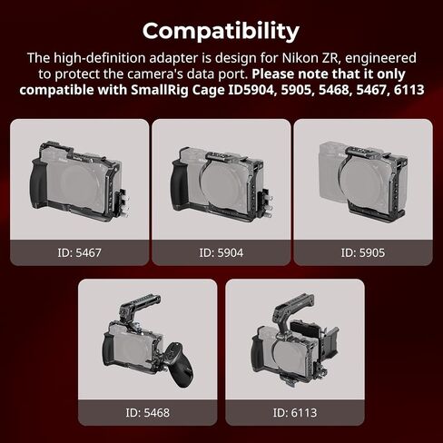 SMALLRIG High-Definition Adapter for Nikon ZR, Type D Port to Type A, Compatible Cage 5904, 5905, 5468, 5467, 6113-5907 in Kuwait