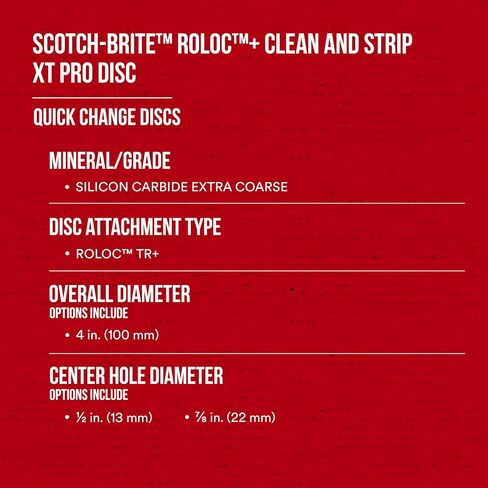 3M Scotch-Brite Clean and Strip XT Pro Disc, 4 in x 1/2 in, Roloc+, Metal, Rust and Paint Stripping Disc, Extra Coarse Silicon Carbide, Pack of 1 in Kuwait