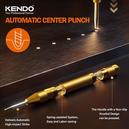 KENDO 6PCS Step Drill Bit Set for Metal, 50 Hole Sizes with Center Punch | Titanium-coated HSS step bits cover 50 hole sizes for sheet metal, aluminum, plastic, wood, and thin steel panels in Kuwait