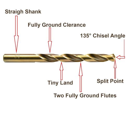 MAXTOOL 5/16" 5PCs Identical Cobalt Jobber Length Drill Bits HSS M35 Twist Drill Bits Fully Ground Golden Straight Shank Drills; JBF35G10R20E5 in Kuwait