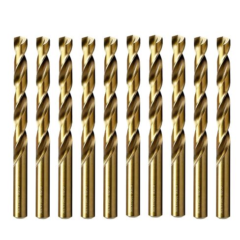 MAXTOOL 1/4" 10PCs Identical Cobalt Jobber Length Drill Bits HSS M42 Twist Drill Bits Fully Ground Golden Straight Shank Drills; JBF42G10R16E10 in Kuwait