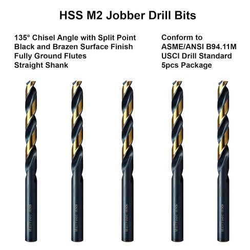 MAXTOOL 10.3mm 5PCs Identical Metric Jobber Length Drill Bits HSS M2 Twist Drill Bits Fully Ground Black & Bronze Straight Shank; JBM02H10R103E5 in Kuwait