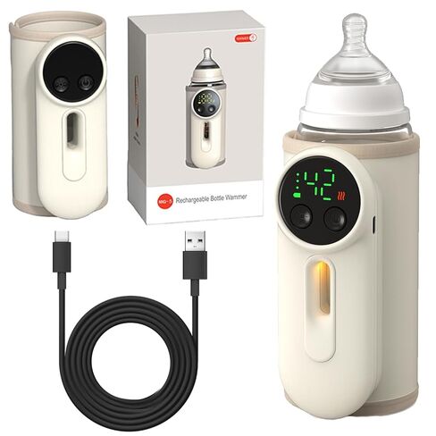 Portable Baby Bottle Warmer, Baby Milk Warmer, Rechargeable 8000mAh Battery, Breast Milk Warmer with Defrost Function, Compatible with All Baby Bottles Ideal for Home and Travel Use in Kuwait