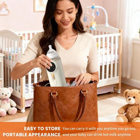 Portable Baby Bottle Warmer, Baby Milk Warmer, Rechargeable 8000mAh Battery, Breast Milk Warmer with Defrost Function, Compatible with All Baby Bottles Ideal for Home and Travel Use in Kuwait