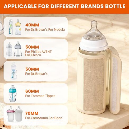 Portable Baby Bottle Warmer, Baby Milk Warmer, Rechargeable 8000mAh Battery, Breast Milk Warmer with Defrost Function, Compatible with All Baby Bottles Ideal for Home and Travel Use in Kuwait