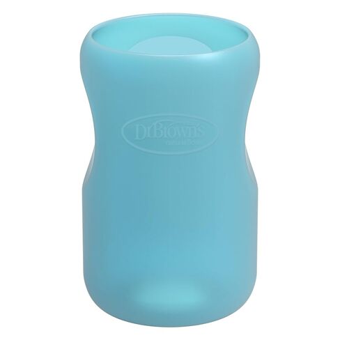 Dr. Brown's Options+ Wide-Neck Glass Bottle Sleeve, 100% Silicone, Blue, BPA-Free, 9 oz, 1-Pack in Kuwait
