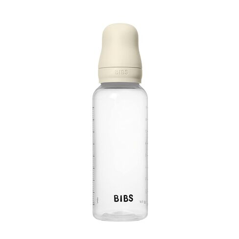 BIBS Plastic Baby Bottle, 270 ml, 1-Pack, Ivory | Anti-Colic | Natural Rubber Latex Nipple | Medium Flow | BPA-Free Plastic | Breastfeeding Support | Made in Denmark in Kuwait