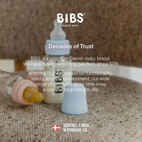 BIBS Plastic Baby Bottle, 270 ml, 1-Pack, Ivory | Anti-Colic | Natural Rubber Latex Nipple | Medium Flow | BPA-Free Plastic | Breastfeeding Support | Made in Denmark in Kuwait