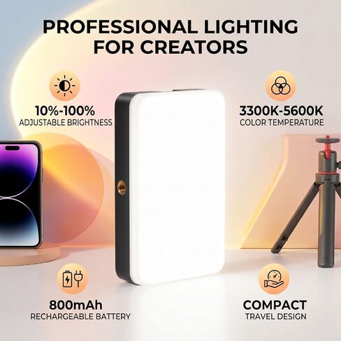 Bewinner Professional Camera Fill Light, 91 LED 91F to 133F Stepless Dimming Rechargeable On Camera Video Light for Vlog Portrait Live Streaming in Kuwait