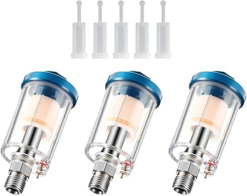 2 Pcs Mini In-Line Air Filter Water Oil Separator for Air Line | With 5 Pcs Spray Gun Filters,Upgraded Brass Filter,1/4'' NPT Inlet and Outlet,Fit Pneumatic Tools/Air Tools/Spray Guns in Kuwait