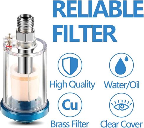 2 Pcs Mini In-Line Air Filter Water Oil Separator for Air Line | With 5 Pcs Spray Gun Filters,Upgraded Brass Filter,1/4'' NPT Inlet and Outlet,Fit Pneumatic Tools/Air Tools/Spray Guns in Saudi Arabia