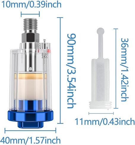 2 Pcs Mini In-Line Air Filter Water Oil Separator for Air Line | With 5 Pcs Spray Gun Filters,Upgraded Brass Filter,1/4'' NPT Inlet and Outlet,Fit Pneumatic Tools/Air Tools/Spray Guns in Saudi Arabia