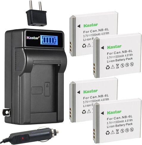 Kastar 2-Pack NB-6LH Battery and LCD AC Charger Compatible with Canon PowerShot SD770 IS, PowerShot SD980 IS, PowerShot SD1200 IS, PowerShot SD1300 IS, PowerShot SD3500 IS, PowerShot SD4000 IS Cameras in Kuwait