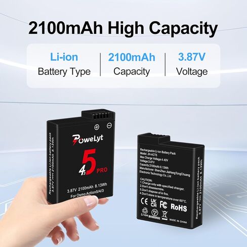 Osmo 360/Action 6/5 Pro/4/3 Battery 3 Packs 3.87V 2100mAh Osmo Action 5 Pro Batteries and 3 Channels Charging Station Compatible with DJI Osmo Action 6/Action 5 Pro/Action 4/Action 3,Osmo 360 in Saudi Arabia