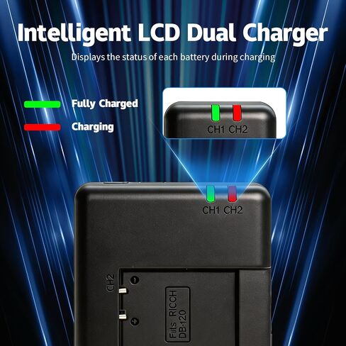 2-Pack DB-120 Battery +Charger Compatible with Ricoh GR IV Camera, Rechargeable Battery for Ricoh GR IV Accessoriesy in Kuwait