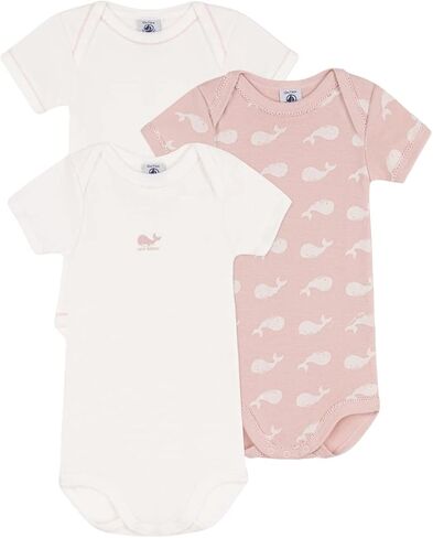 Petit Bateau SHORT-SLEEVED WHALE THEMED COTTON BODYSUITS - 3-PACK SIZES 1-36 MONTH in Kuwait