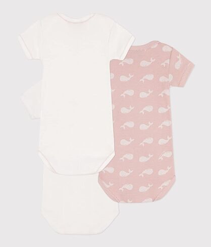 Petit Bateau SHORT-SLEEVED WHALE THEMED COTTON BODYSUITS - 3-PACK SIZES 1-36 MONTH in Kuwait