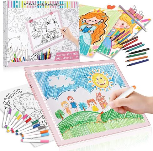 Light Up Tracing Board Kits Blue, 15" Writing Tracer Pad for Kids Ages 3-12, Drawing Tablet Supplies for Diamond Art Painting Accessories, Sketching Light Box Table for Boys Adults Holiday Gift Toys in Kuwait
