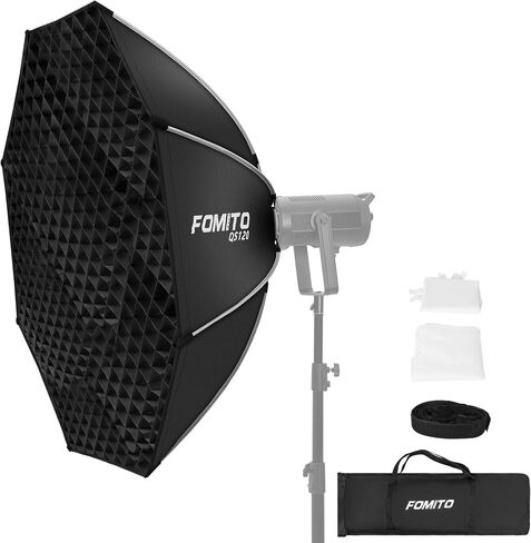 FOMITO 47.2" Octagon Softbox with Bowens Speedring, Quick Release Umbrella Softbox for Studio LED Light, Includes Honeycomb Grid for Light Control in Kuwait