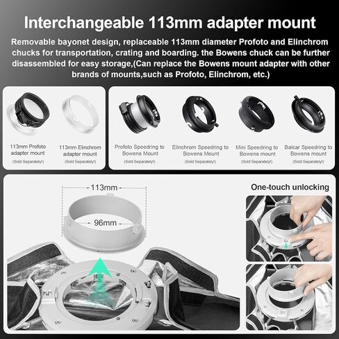 FOMITO 47.2" Octagon Softbox with Bowens Speedring, Quick Release Umbrella Softbox for Studio LED Light, Includes Honeycomb Grid for Light Control in Kuwait