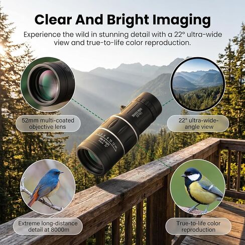 16x52 Monocular Telescope for All Ages – High Powered Compact | Waterproof BAK4 prism, for bird watching, hiking, hunting & wildlife, great gift for men dad husband, outdoor essential in Kuwait