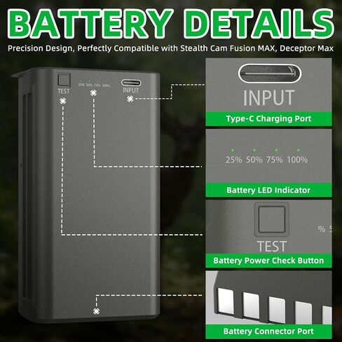 2 Pack Replacement Battery Pack for Stealth Cam Fusion/Deceptor/Connect Max & Flashback Hunting Cellular Trail Camera, 6000mAh Rechargeable Lithium Battery Cartridge Features Type-C Fast Charging in Saudi Arabia