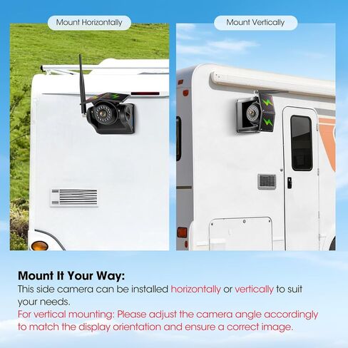 4 Magnetic Solar Wireless Backup Camera System, 7" IPS Touchscreen, 2 Rearview + 2 Sideview Night Vision Cameras for Hitching Trailer Tractor, 4x9600mAh Rechargeable Solar Battery, AH704 in Saudi Arabia