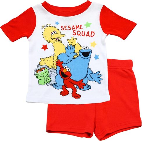 Sesame Street Boys Pajamas, 4 Piece Cotton Elmo Pjs for Boys, Big Bird, Oscar the Grouch, Cookie Monster Pajamas for Toddlers in Kuwait