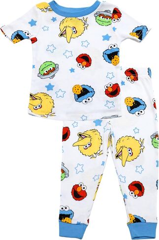 Sesame Street Boys Pajamas, 4 Piece Cotton Elmo Pjs for Boys, Big Bird, Oscar the Grouch, Cookie Monster Pajamas for Toddlers in Kuwait