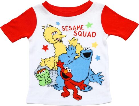 Sesame Street Boys Pajamas, 4 Piece Cotton Elmo Pjs for Boys, Big Bird, Oscar the Grouch, Cookie Monster Pajamas for Toddlers in Kuwait