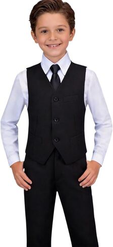 Visaccy Boys Formal Suit Slim Fit Tuxedo Suits for Kids Ring Bearer Outfit in Kuwait