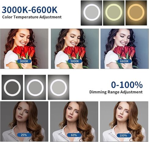25inch 75W 3000K-6600K Dimmable Bi-Color LED Large Ring Light with Stainless Steel Heavy Duty Photography Light Stand, Soft Tube for Makeup, Selfie, YouTube, Eyebrow, Tattoo, Beauty, Eyelash in Kuwait